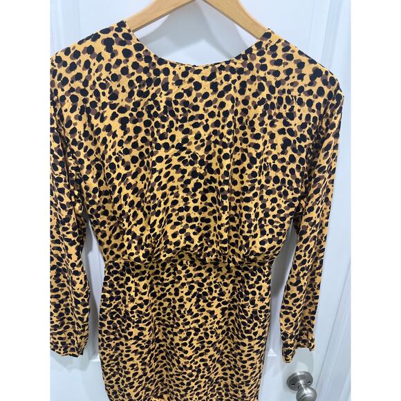 & Other Stories Leopard Print Long Sleeve Mini Dress Sz 2 - Picture 3 of 9